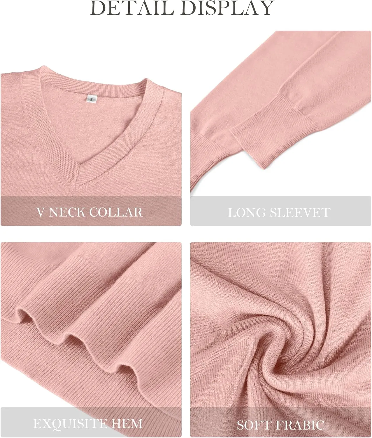 2025 Women's Sweaters Knitted Ribbed Casual Thin Long Sleeve Pullover V Neck Lightweight Sweatshirts Cute Blouse Tops