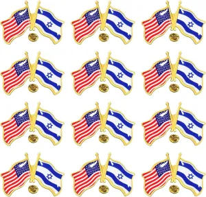 America Israel Flag Lapel Pins, Metal Friendship Pin for Tie Hat Cuff Bag, Pins Badge Souvenir for Men Women