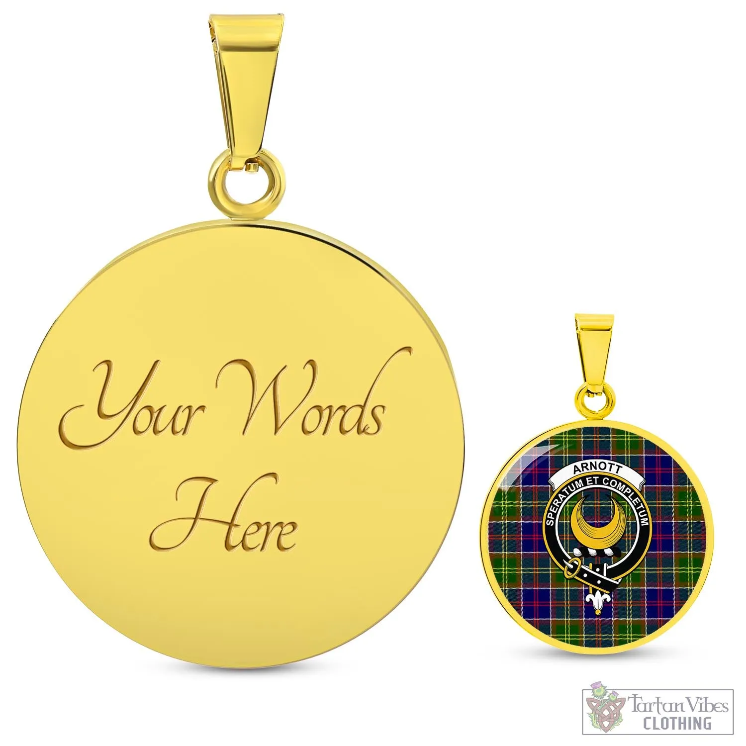 Arnott Tartan Circle Necklace with Family Crest