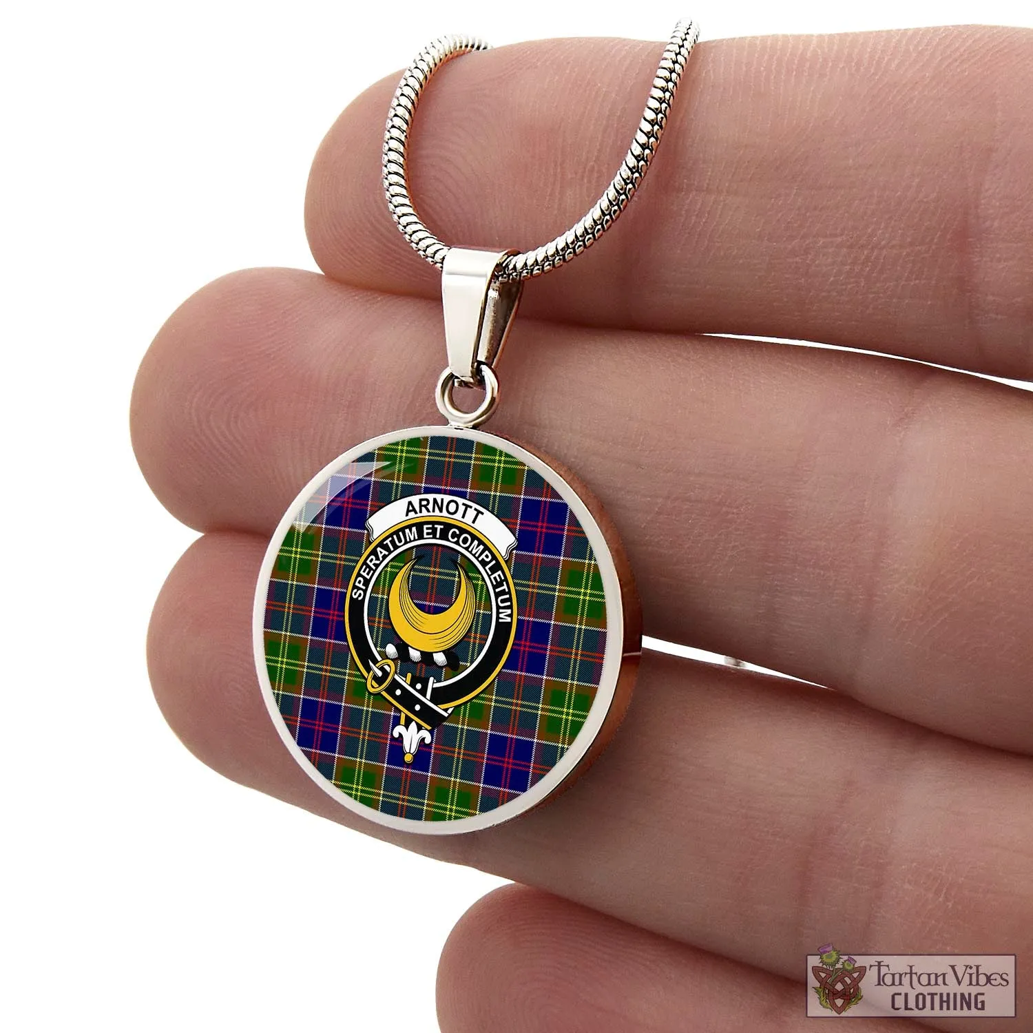 Arnott Tartan Circle Necklace with Family Crest