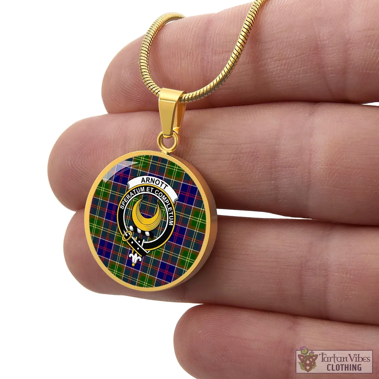 Arnott Tartan Circle Necklace with Family Crest