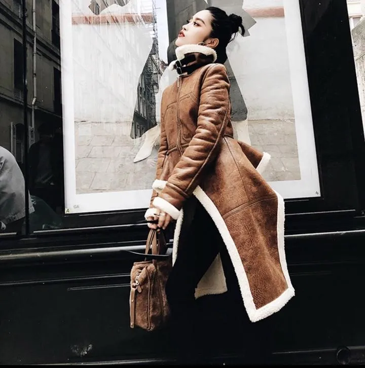 Asymmetrical Fluffy Lined Overcoat