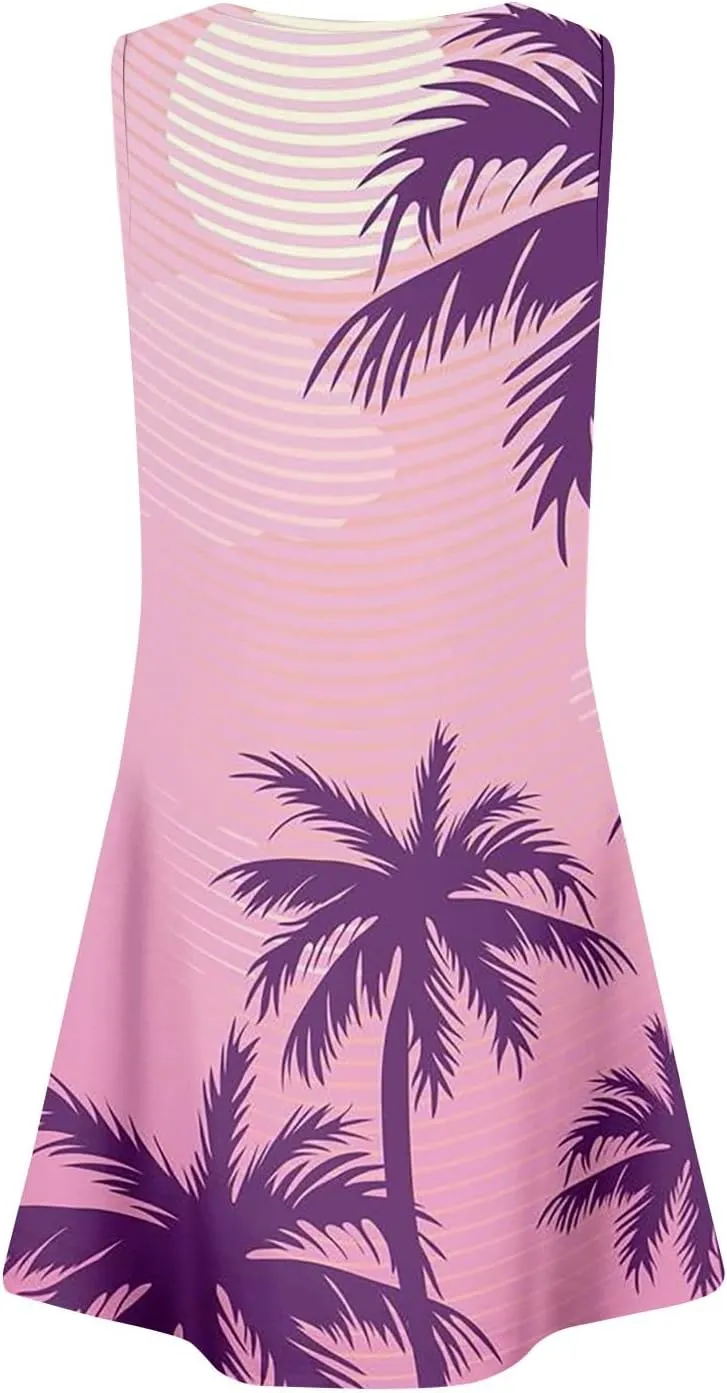 Beach Vacation Clothes for Women Summer Spring Dresses 2025 Sleeveless Square Collar Casual Sundresses