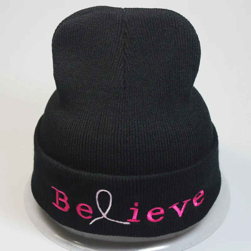 BELIEVE HOPE Embroidery Woolen Beanies