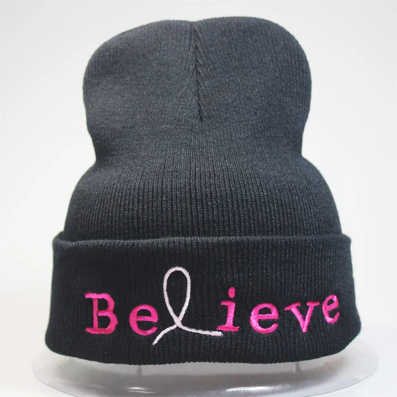 BELIEVE HOPE Embroidery Woolen Beanies