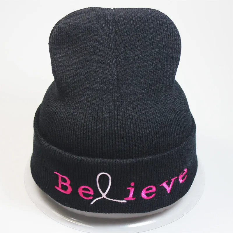 BELIEVE HOPE Embroidery Woolen Beanies
