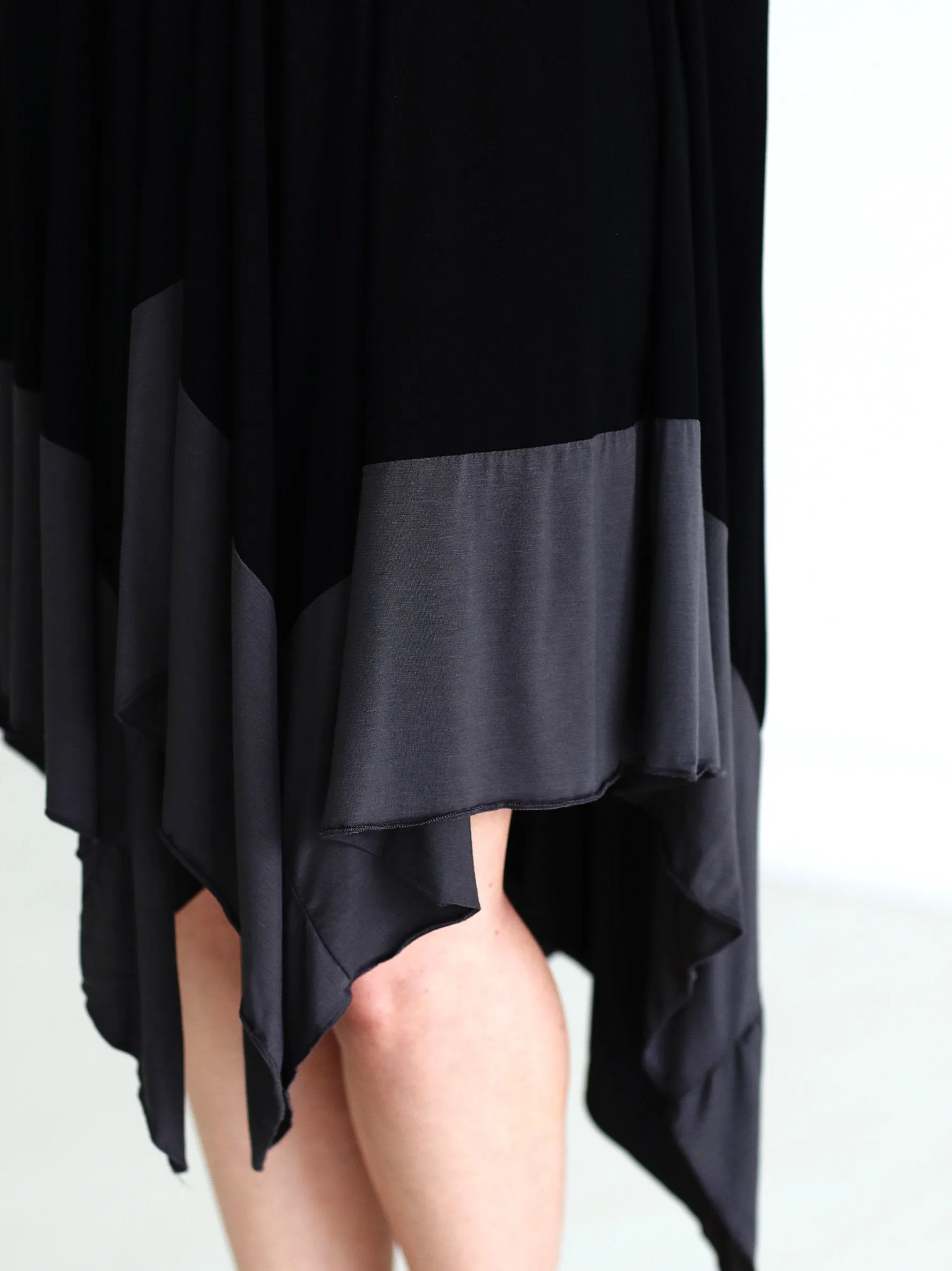 Black DLMN Draped Color Block Dress