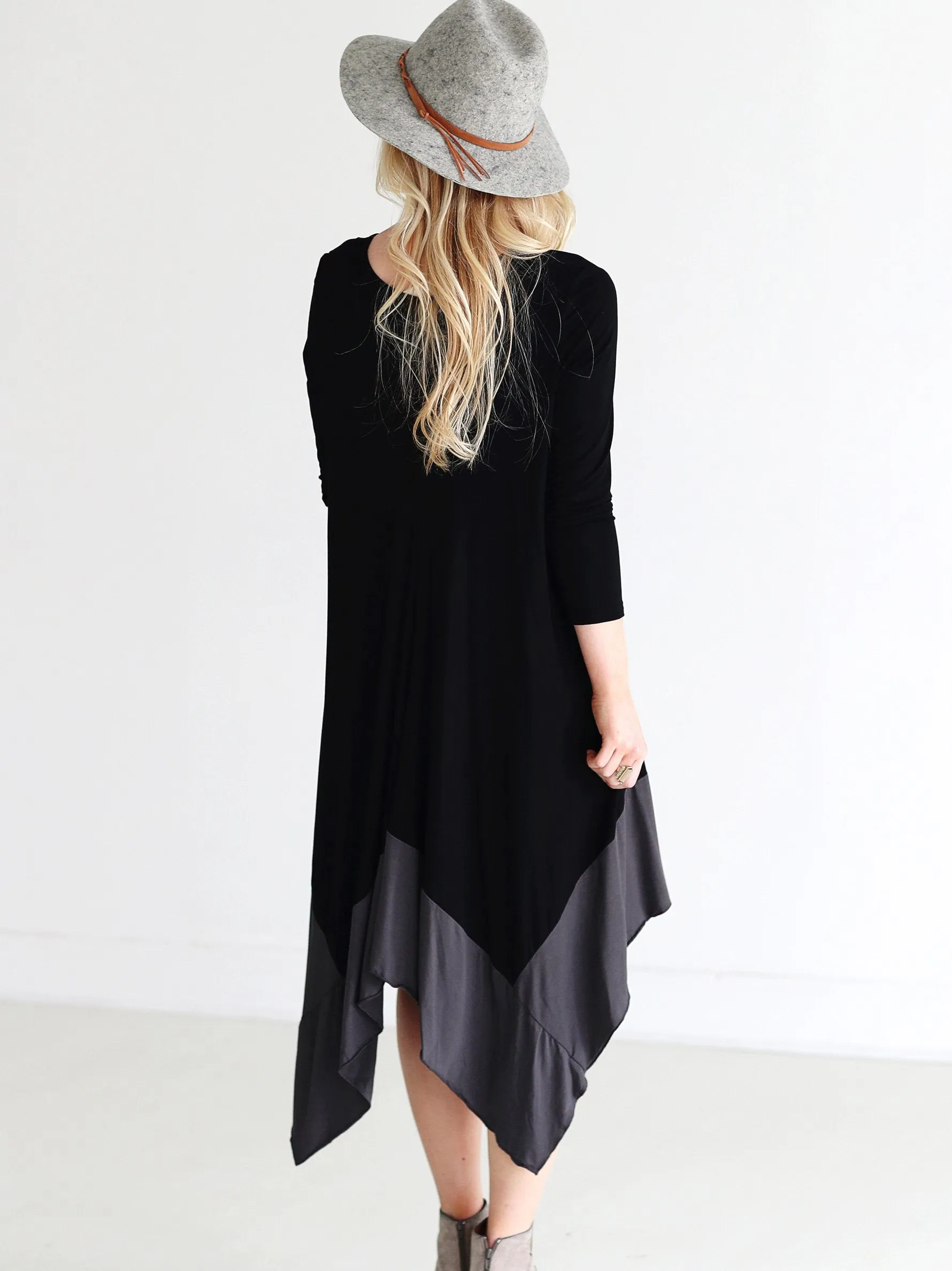 Black DLMN Draped Color Block Dress