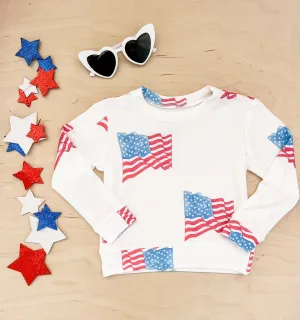 Brokedown Clothing Kid's American Flag Sweatshirt