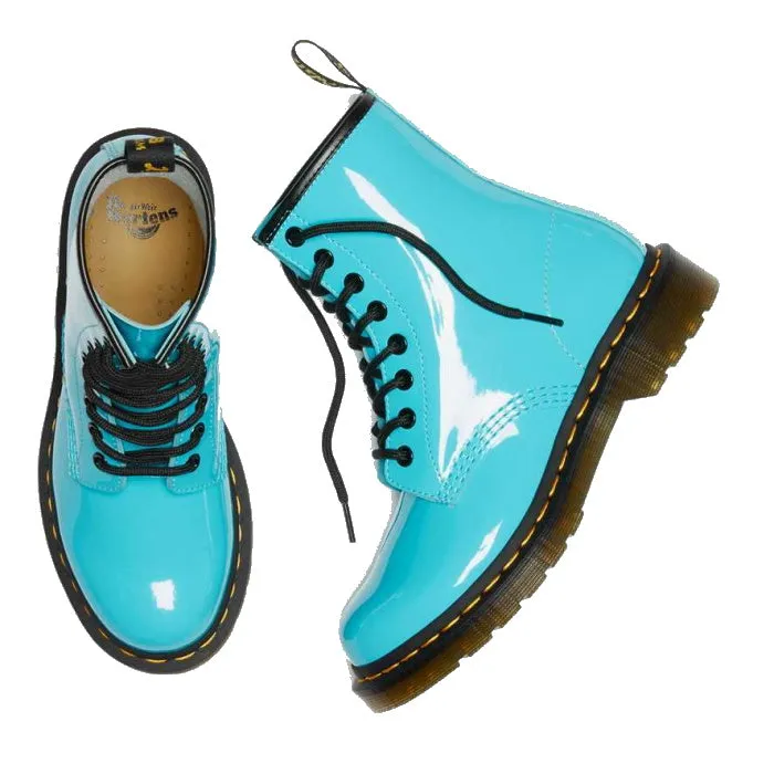 Dr Martens 1460 W Patent 8 Eye Boot Turquoise Blue