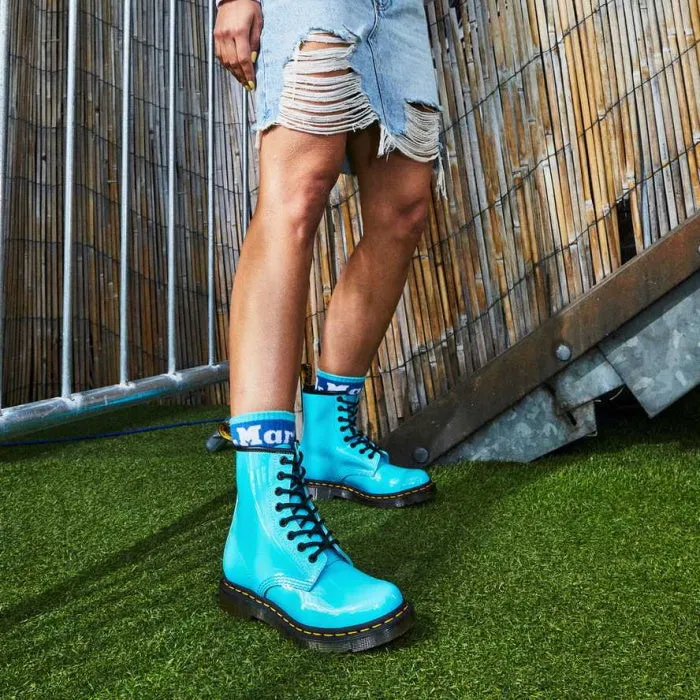 Dr Martens 1460 W Patent 8 Eye Boot Turquoise Blue