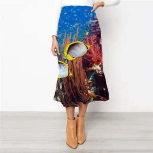 Fish Skirts Women Fishinger School skirt Animal High waist skirts Tropical Rock Frauen