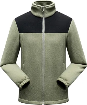 Fleece Jackets for Men Full Zip Lightweight Warm Winter Soft Coats Fashion Color Block Outdoor Hiking Jackets