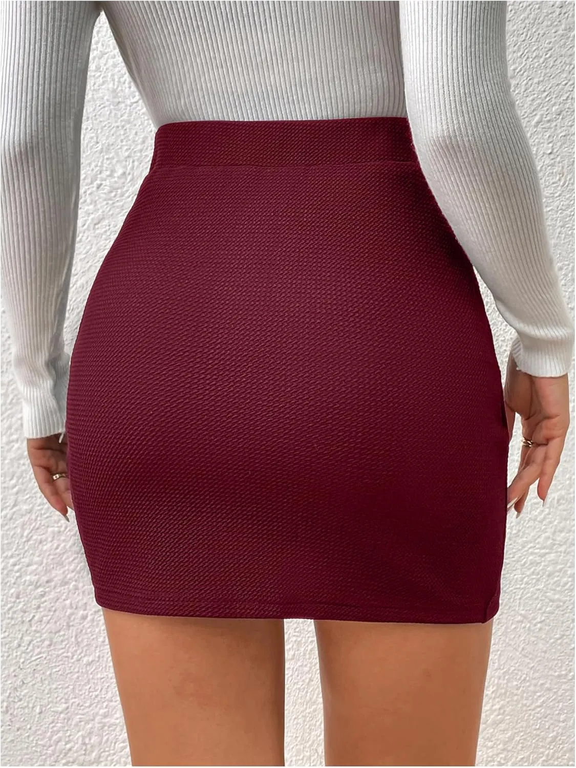Floerns Women's Wrap Front Ruched High Waist Bodycon Skirts Solid Pencil Mini Skirts