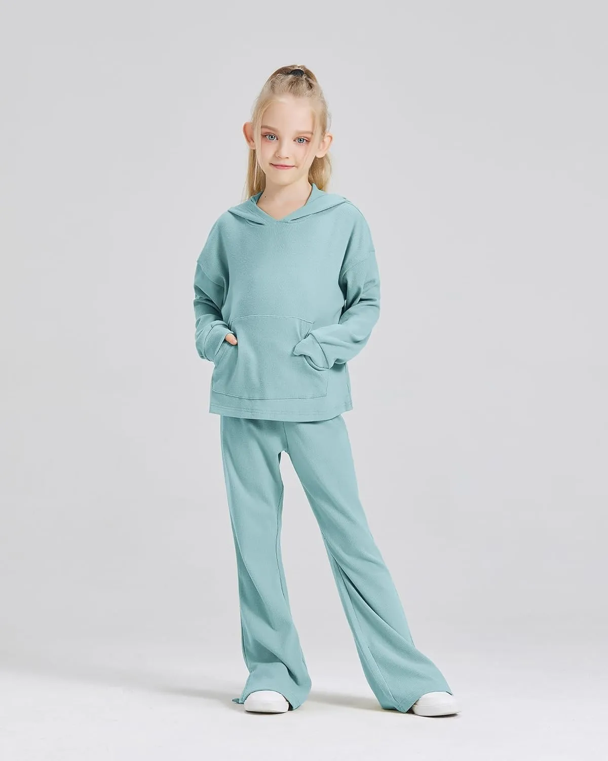 Girls' Clothing Sets 2 Piece Hoodie Long Sleeve Shirts Bell Bottom Cute 2025 Spring Outfits Sweatsuits