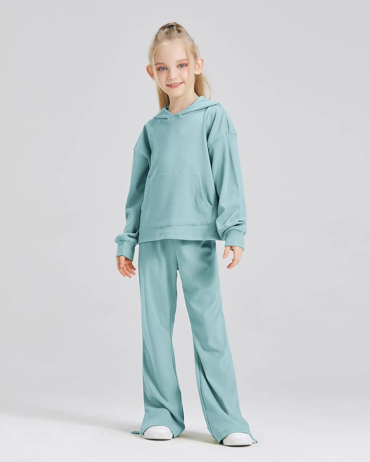 Girls' Clothing Sets 2 Piece Hoodie Long Sleeve Shirts Bell Bottom Cute 2025 Spring Outfits Sweatsuits