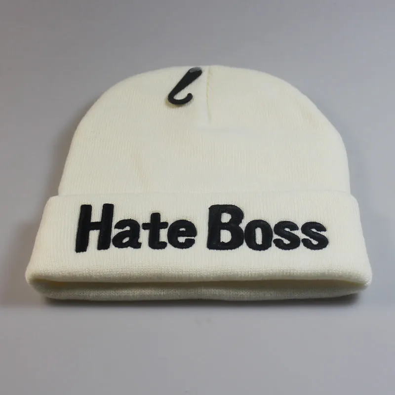 HATE BOSS Embroidery Woolen Beanies
