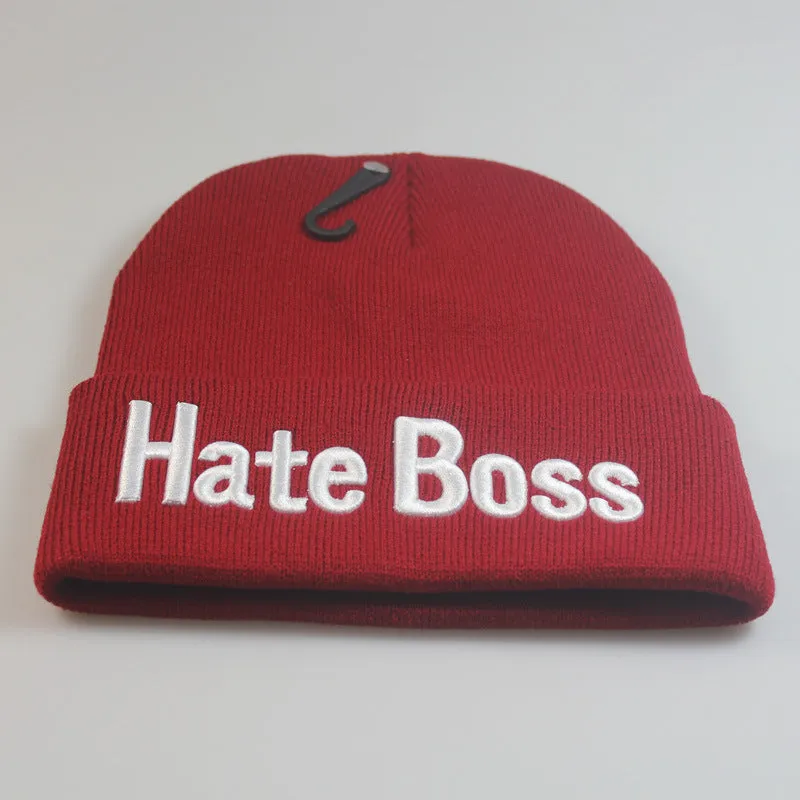 HATE BOSS Embroidery Woolen Beanies
