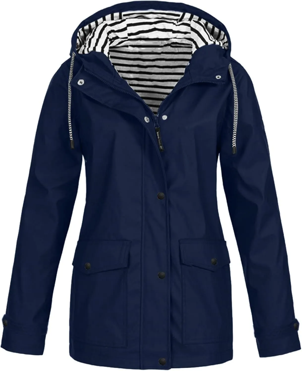 HTHLVMD Rain Jacket Women 2024 Yellowjackets Fall Lightweight Waterproof Windbreaker Outdoor Hooded Trench Coat for Women