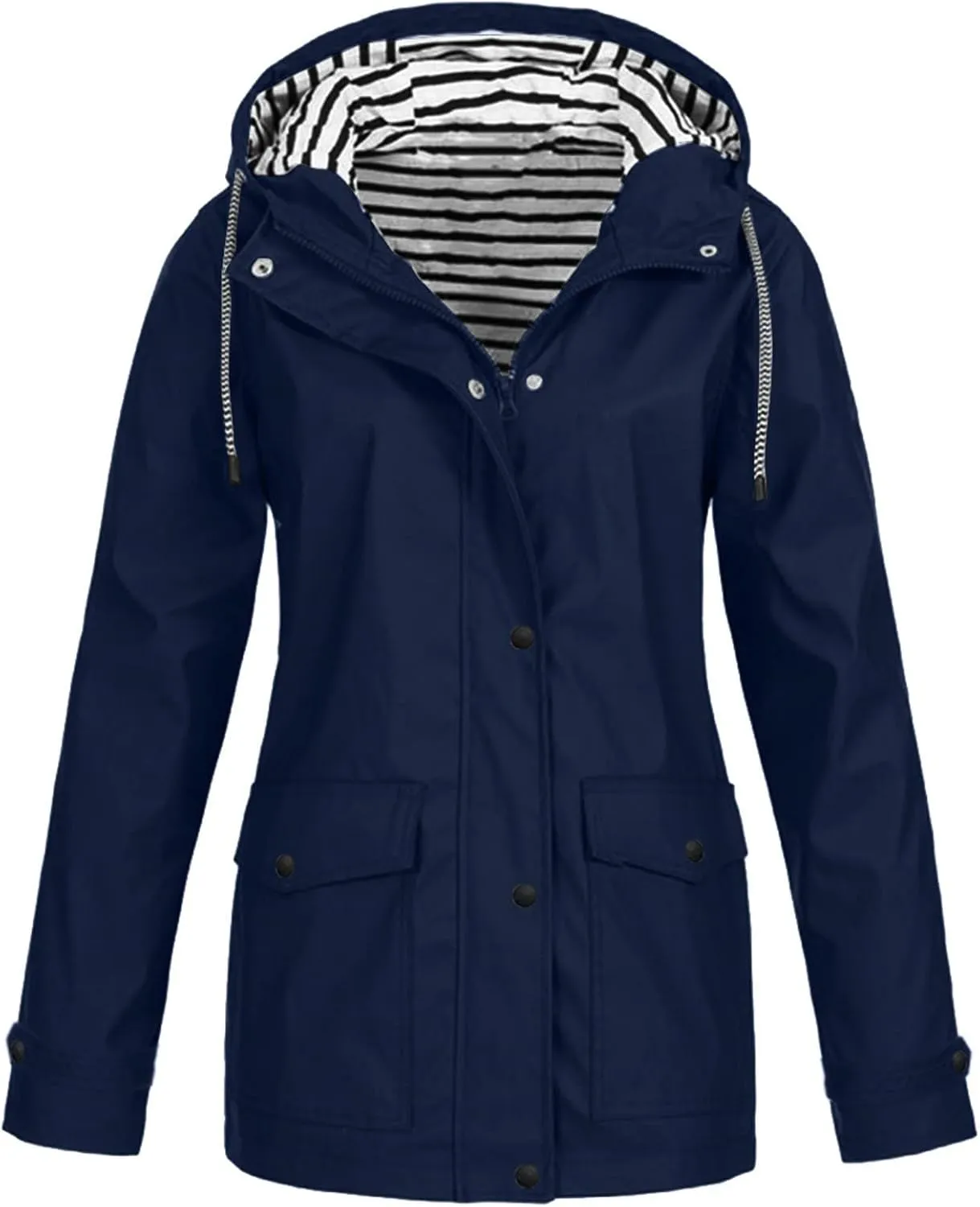 HTHLVMD Rain Jacket Women 2024 Yellowjackets Fall Lightweight Waterproof Windbreaker Outdoor Hooded Trench Coat for Women