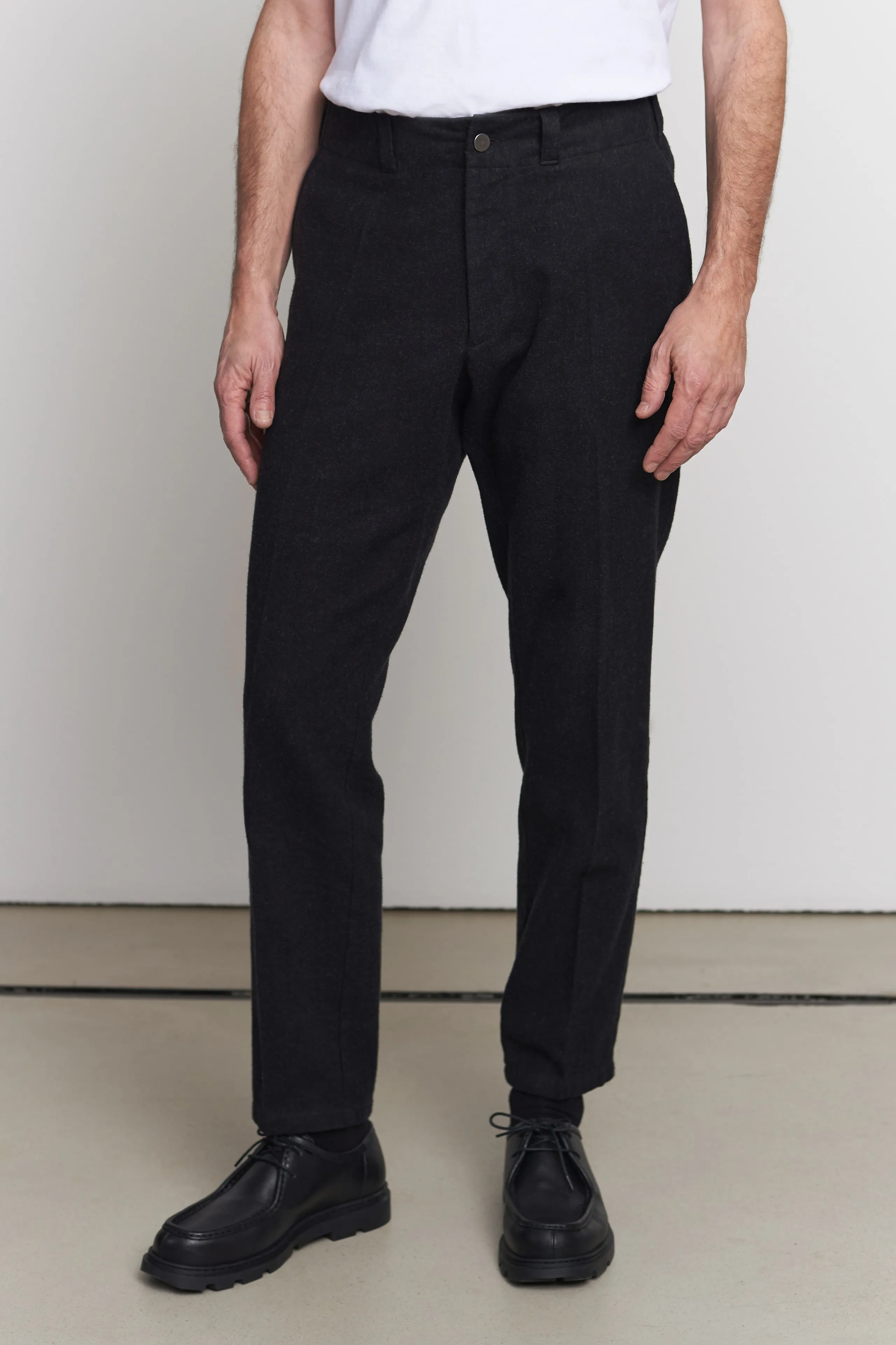 JOSTHA trousers eco flannel melange black