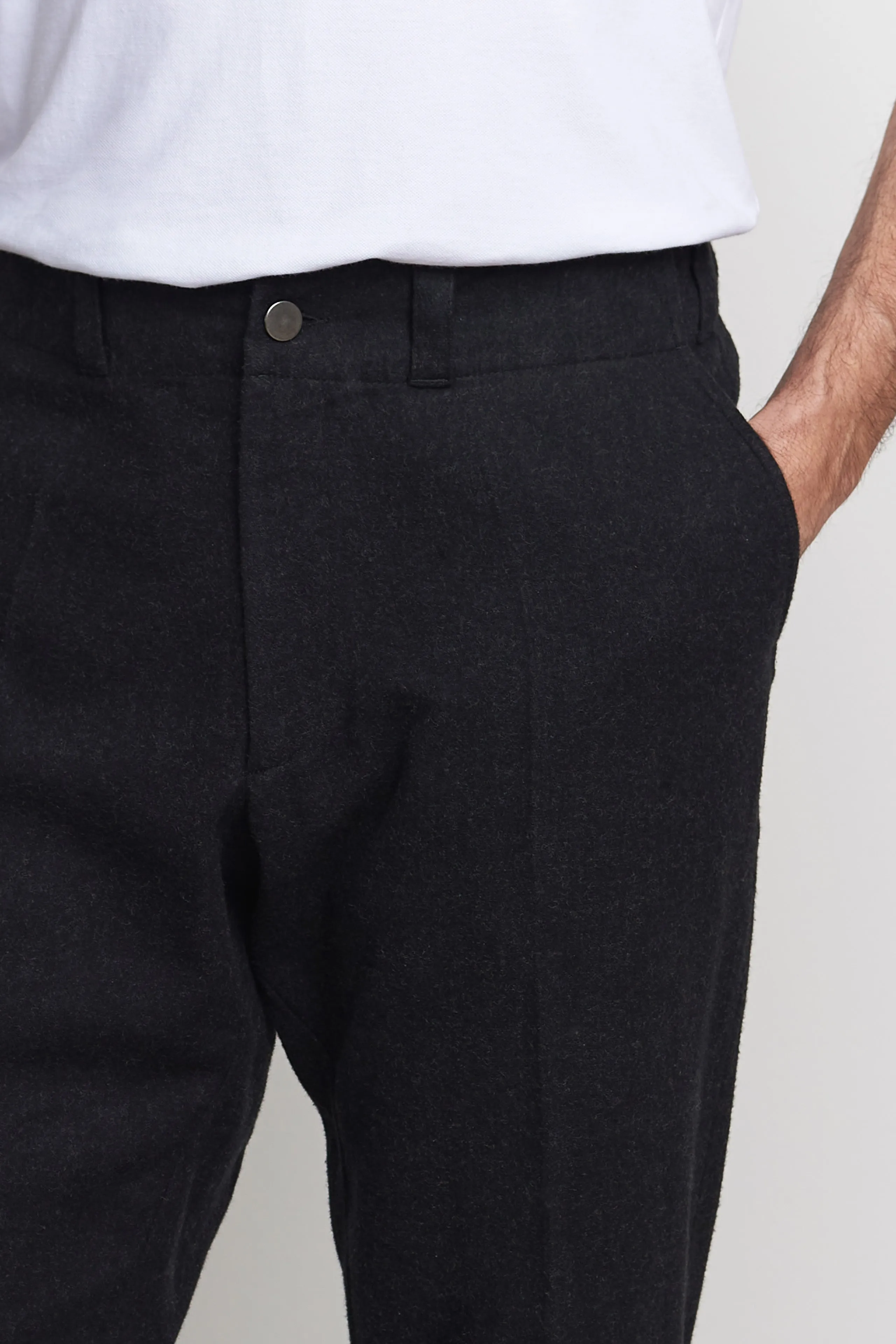 JOSTHA trousers eco flannel melange black