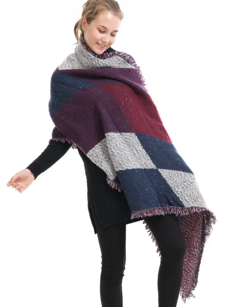 LADIES CASHMERE SCARF PLAID SHAWL