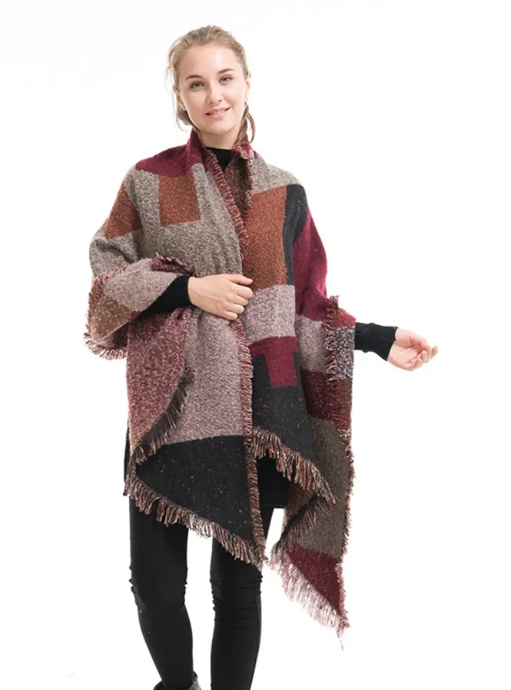 LADIES CASHMERE SCARF PLAID SHAWL