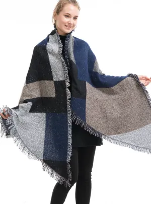 LADIES CASHMERE SCARF PLAID SHAWL