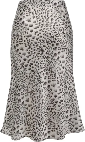 Leopard Skirts for Women Midi Long Length High Waist Cheetah Skirts Satin Silk Elastic Skirts