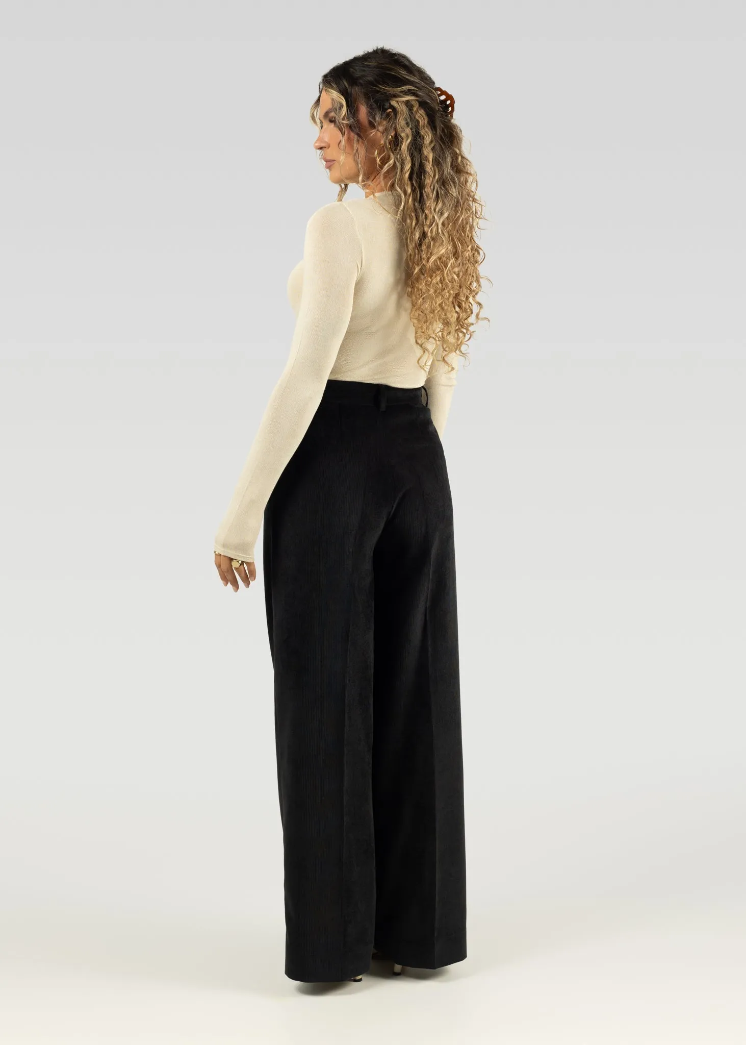 Lewis Corduroy Trousers Black