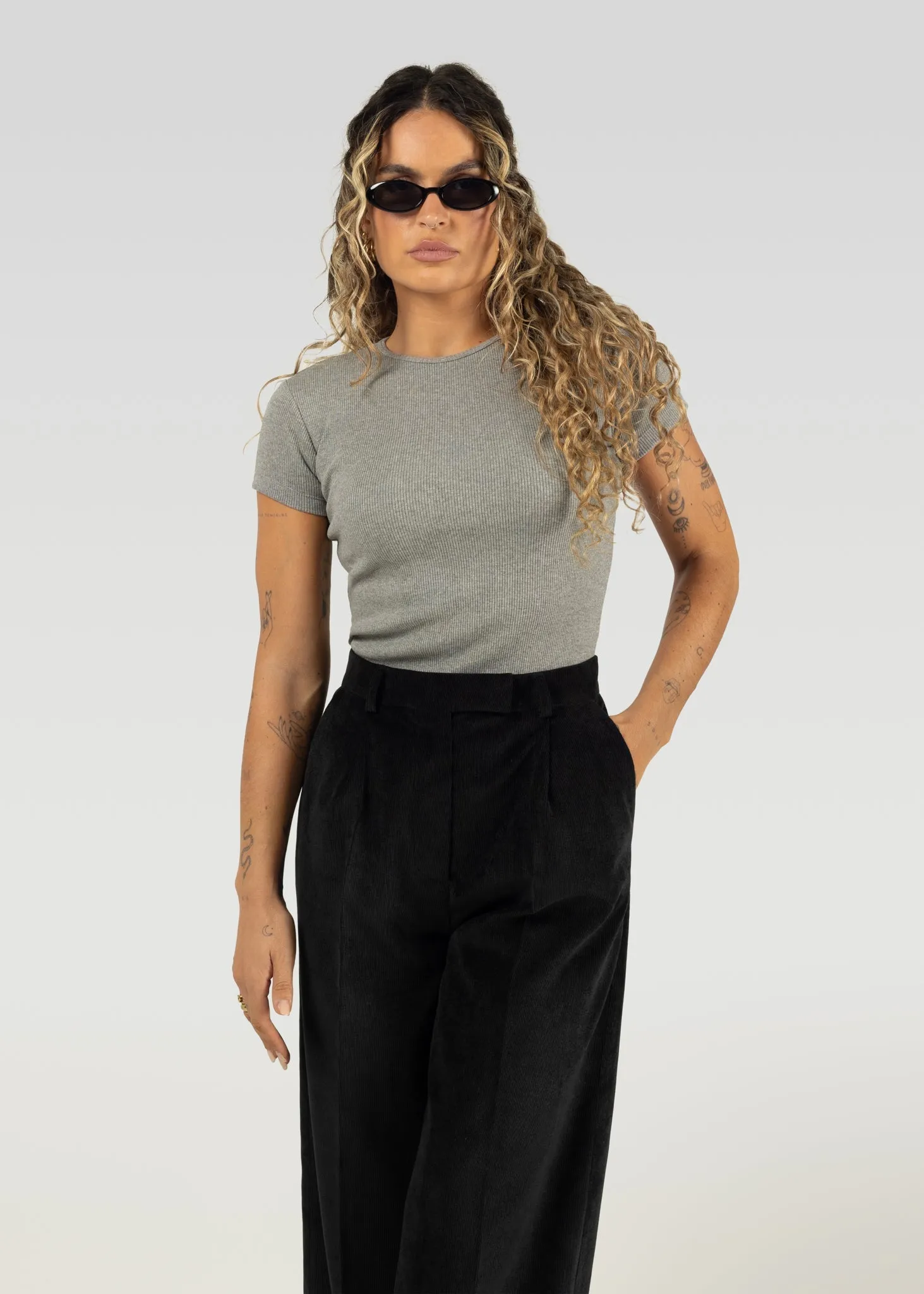 Lewis Corduroy Trousers Black
