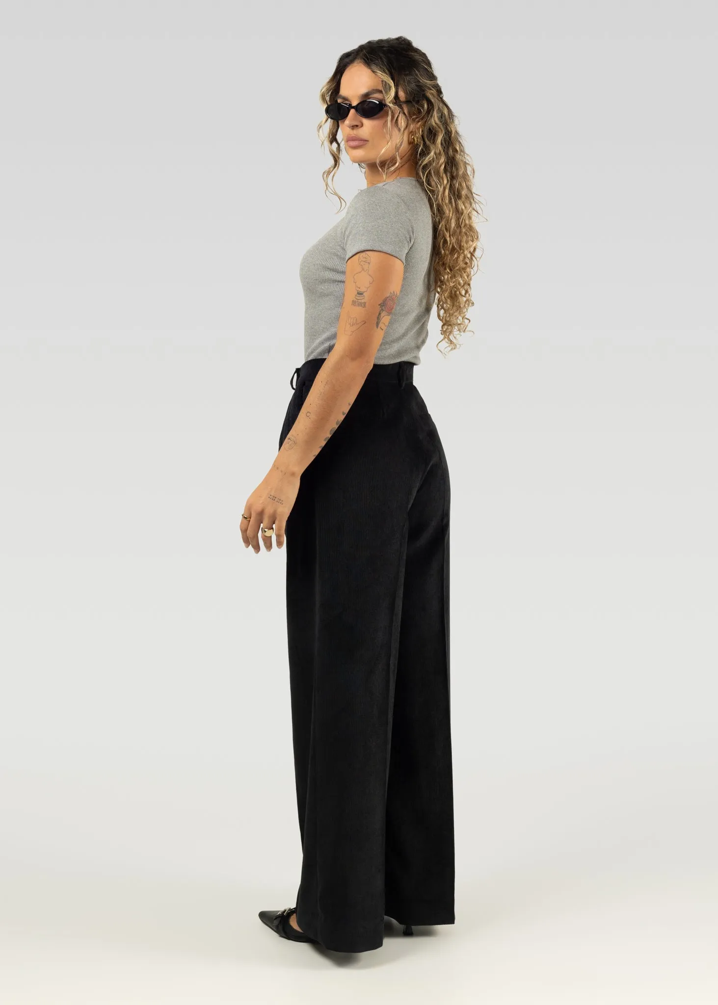 Lewis Corduroy Trousers Black
