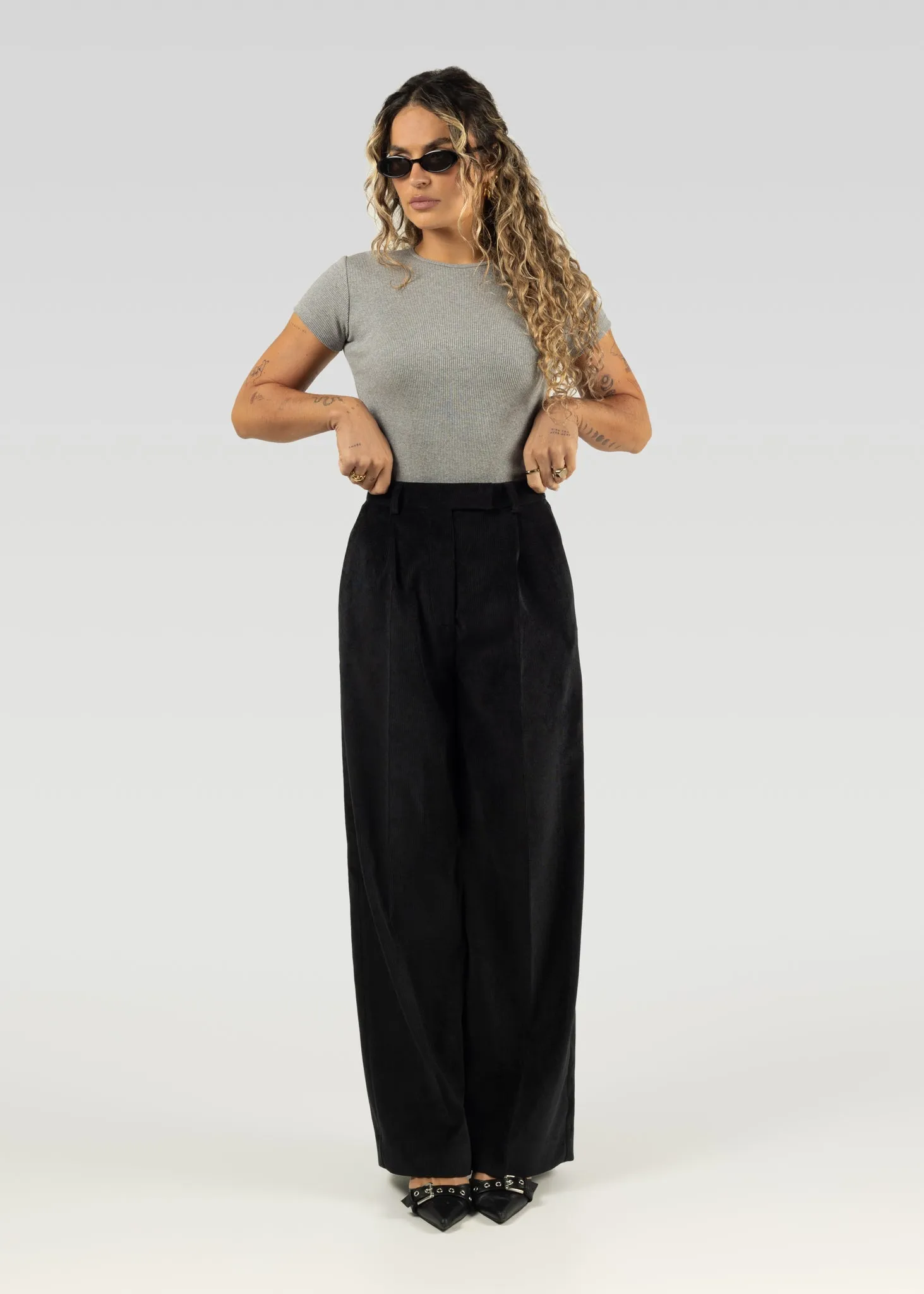 Lewis Corduroy Trousers Black