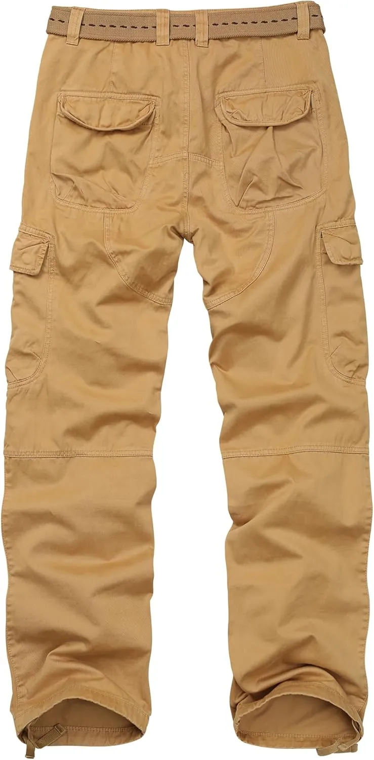 Mens Cargo Pants for Safari, Outdoor Lightweight Hiking Fishing Pant with 6 PocketsCotton Tactical Pants