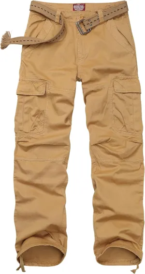 Mens Cargo Pants for Safari, Outdoor Lightweight Hiking Fishing Pant with 6 PocketsCotton Tactical Pants