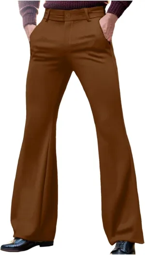 Men's Corduroy Flared Pants Breathable Lightweight Flat Front Bell-Bottoms Streetwear Casual Comfy Bootcut Trousers