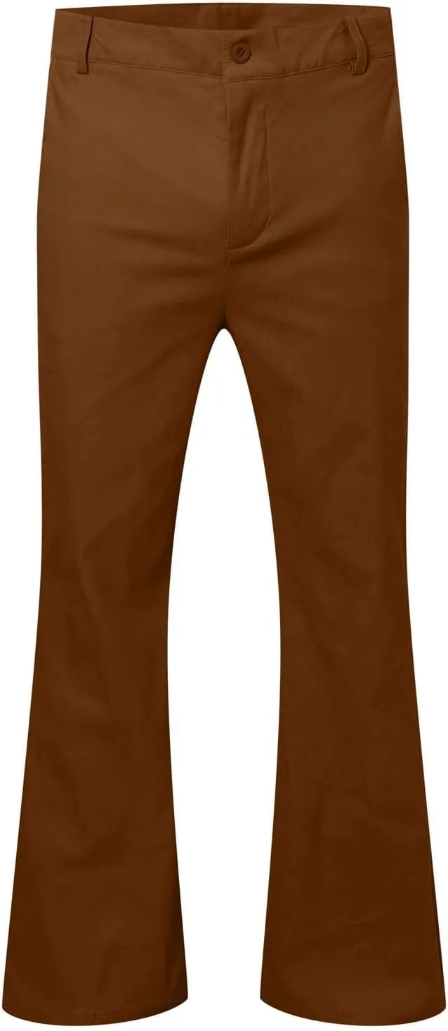 Men's Corduroy Flared Pants Breathable Lightweight Flat Front Bell-Bottoms Streetwear Casual Comfy Bootcut Trousers