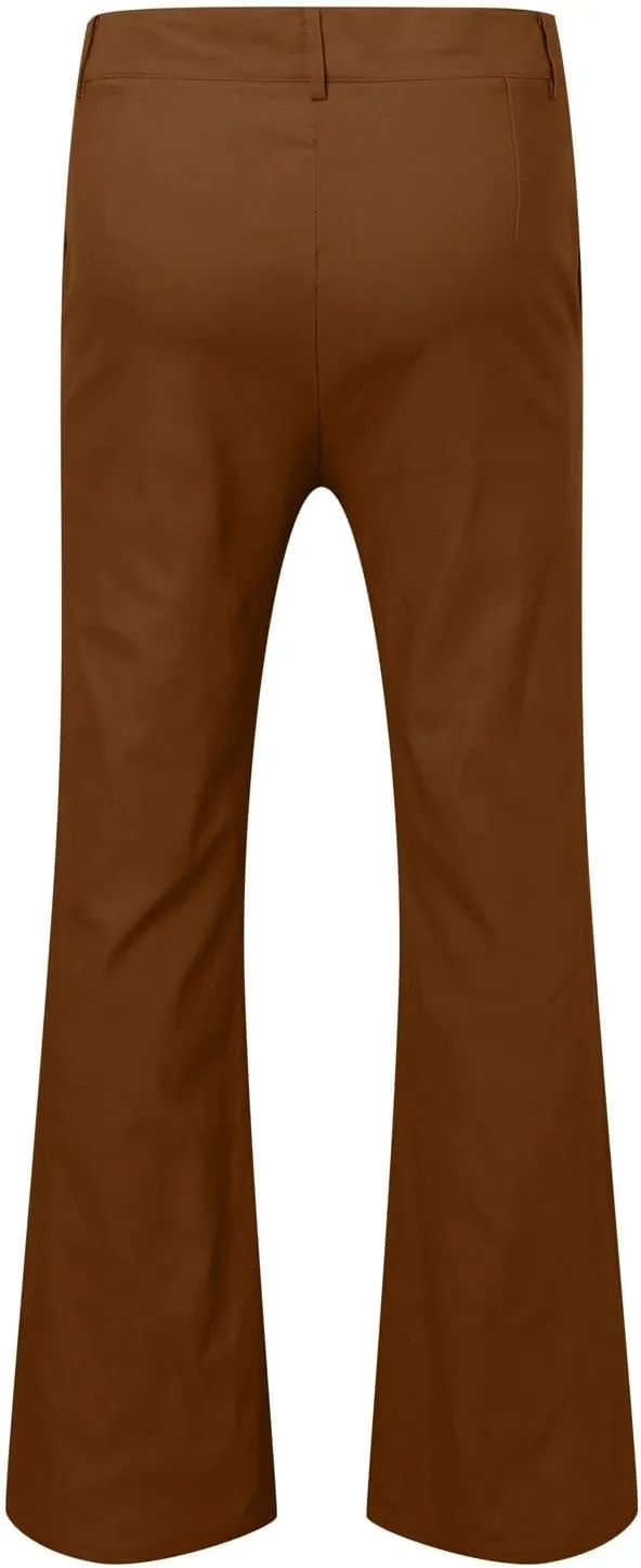 Men's Corduroy Flared Pants Breathable Lightweight Flat Front Bell-Bottoms Streetwear Casual Comfy Bootcut Trousers