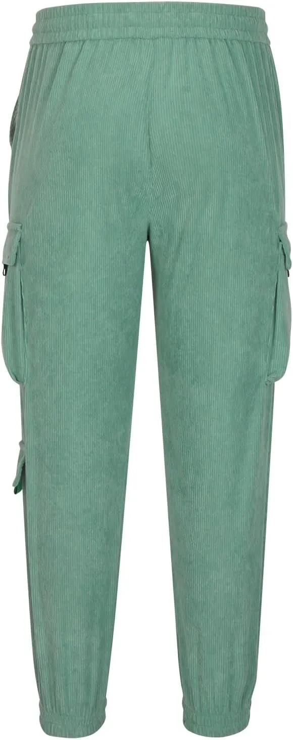 Men's Corduroy Trousers Casual Cargo Pants Elastic Waist Tapered Pant Baggy Joggers Drawstring Sweatpants Multi Pockets