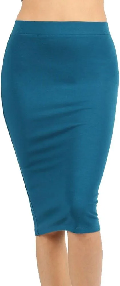NioBe Clothing Women's High Waist Bodycon Midi Cotton Fitted Pencil Skirt
