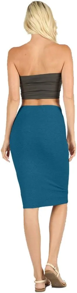 NioBe Clothing Women's High Waist Bodycon Midi Cotton Fitted Pencil Skirt