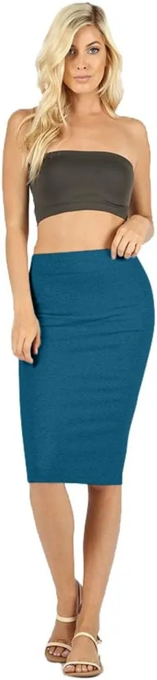 NioBe Clothing Women's High Waist Bodycon Midi Cotton Fitted Pencil Skirt