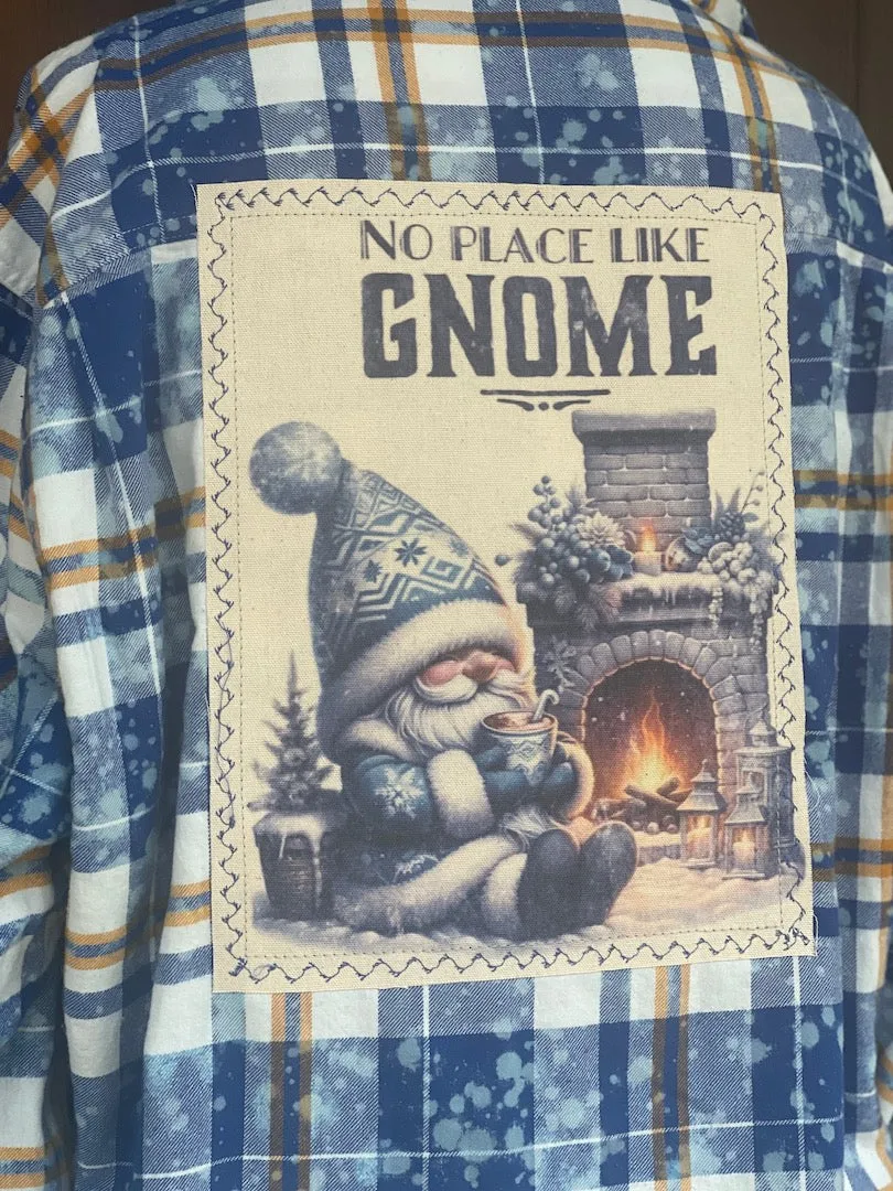 NO PLACE LIKE GNOME Holiday Flannel- Distressed Candlelight Plaid