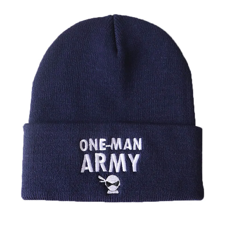 ONE MAN ARMY Embroidered Woolen Beanies