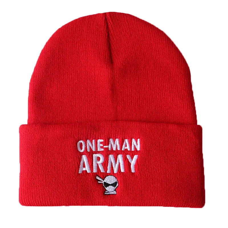 ONE MAN ARMY Embroidered Woolen Beanies