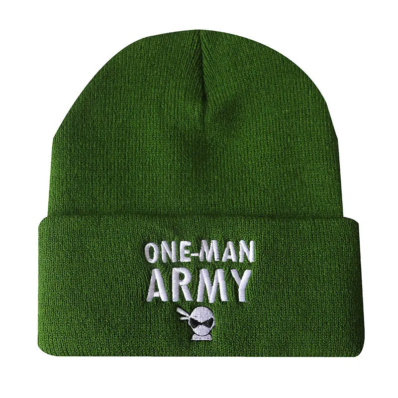 ONE MAN ARMY Embroidered Woolen Beanies