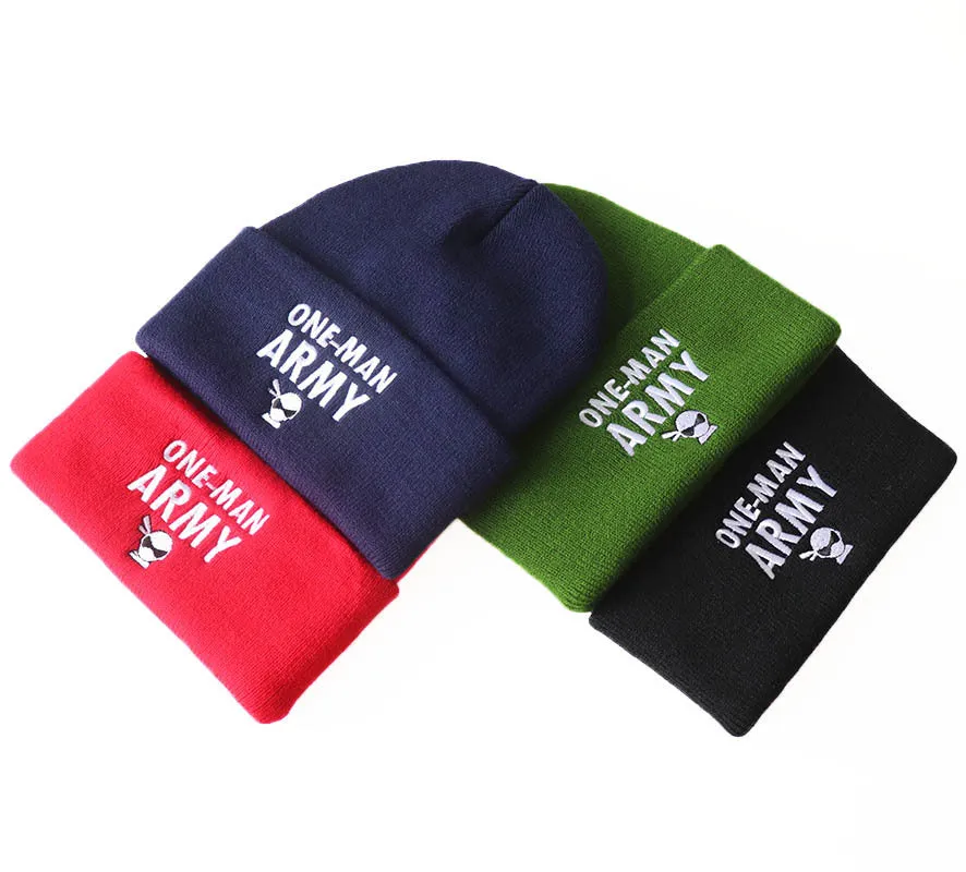 ONE MAN ARMY Embroidered Woolen Beanies
