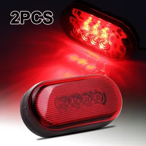 Partsam 2Pcs 4Inch Rectangular Led Side Marker Clearance Lights Red 10 Diodes RV Trailer Truck Camper Waterproof Surface 2x4 Rectangle Led Marker Lights Sealed Indicators Identification Lights
