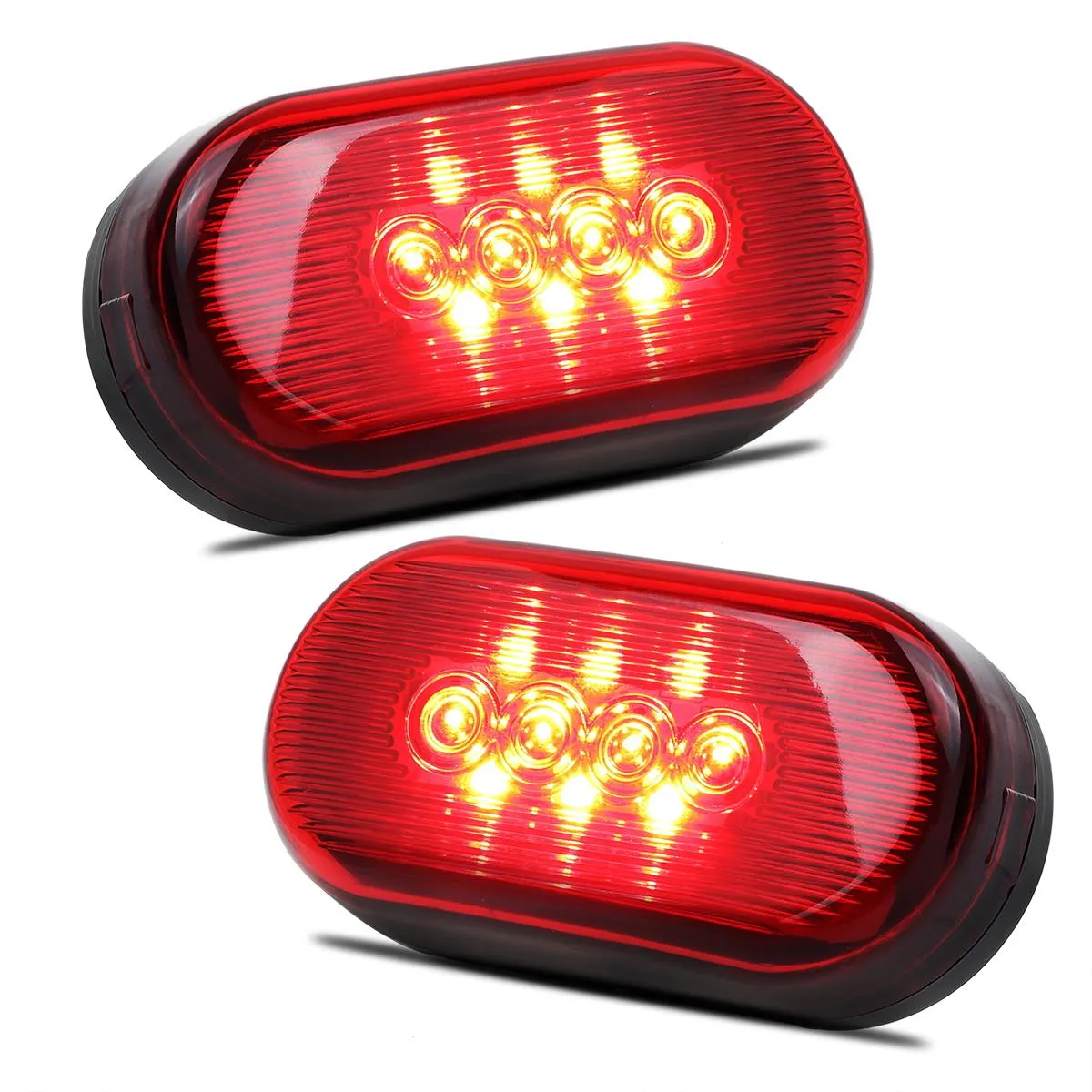 Partsam 2Pcs 4Inch Rectangular Led Side Marker Clearance Lights Red 10 Diodes RV Trailer Truck Camper Waterproof Surface 2x4 Rectangle Led Marker Lights Sealed Indicators Identification Lights